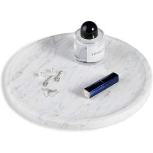 Bandeja Redonda de Mármol de Carrara de Cork and Mill Store, Piedra Natural con Patrón Abstracto, Uso Multiusos - Product Image 1