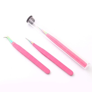 Logo personnalisé isolation faux cils outils ensemble extension de cils miroir pince à épiler pointu en acier inoxydable boîte Paing marque personnalisée - Product Image 4