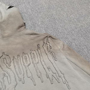 Sudadera con Capucha Extra Grande para Hombre, Estilo Holgado, Bordado Personalizado de Alta Calidad, Diseño de Letras con Parches, Lavado Ácido, Efecto Desgastado - Product Image 5