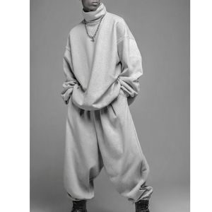 Fashion Wear Zipper Sweat Suit Men Jogger Wide Legs Sweatpants Set <b>Zip</b>-Up <b>Sweatshirts</b> Jogging Wear Oversized Sweatsuits Men's - Product Image 3