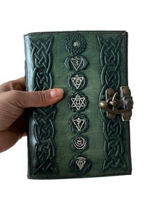 Chakra Designs Embossed Genuine Leather Journals Diary Writing Note <b>Book</b> Genuine Leather Hard Cover Dark Green Color Bound Diary - Product Image 2