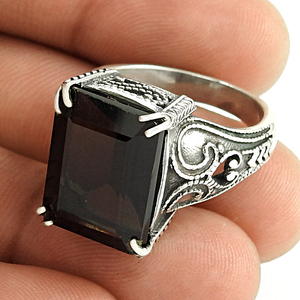 Jaipur Custom <b>Rings</b> for <b>Men</b> Fashion Turkish <b>Ring</b> Fine Jewelry Handmade <b>Rings</b> 925 <b>Sterling</b> <b>Silver</b> Smoky Quartz Natural Stone - Product Image 2