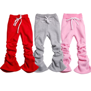 Ensembles de survêtements pour enfants personnalisés, fermeture éclair, capuche épaisse, pantalon évasé superposé pour filles, legging, sweat-shirt, tenue d'hiver pour enfants - Product Image 5