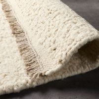 Luxuriöser Moderner Handgefertigter Hochwertiger Elfenbeinfarbener Handgeknüpfter 12mm Dicker Wollteppich Natürliche Farbe Haustierfreundlich für Jeden Raum Indien