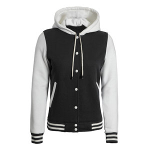 Haute qualité coton polaire femmes à capuche Letterman veste lycée Baseball Bomber décontracté bouton vers le bas vestes pour l'hiver - Product Image 6