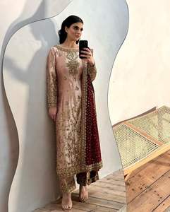 Designer indien porter de qualité supérieure Jimmi Chhoo Georgette séquence lourde brodé et dentelle travail haut et Palazzo avec Dupatta - Product Image 6