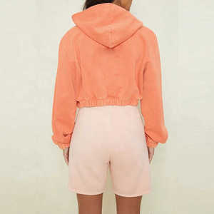 เสื้อฮู้ดครอปของผู้หญิงผ้าฟลีซการออกแบบสีเสื้อแฟชั่นที่กำหนดเองมีความยาวสั้น2025 - Product Image 3