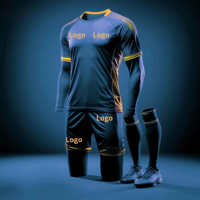 Ensemble de maillot de football à manches longues personnalisé par sublimation, respirant, à séchage rapide, avec fermeture élastique réglable