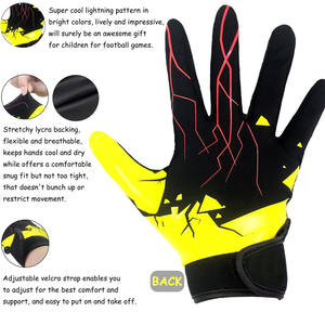 Venta al por mayor de guantes de fútbol americano transpirables impresos personalizados guantes antideslizantes receptores de Palma - Product Image 6