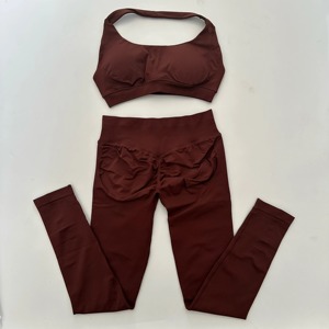 Conjunto de Yoga de 2 Piezas para Mujer, Sin Costuras, Sujetador Deportivo con Tirantes, Leggings de Cintura Alta, Transpirable, de Secado Rápido, Traje de Gimnasio, MOQ Bajo 2026 - Product Image 5