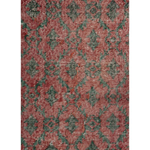 Tapis en laine noué à la main de grande taille vintage Pae-2101 rouge orange géométrique pour la maison, le salon, le couloir, tapis rectangulaire - Product Image 3