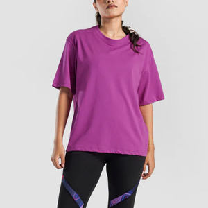 Camiseta Holgada de Gran Tamaño con Hombros Caídos para Mujer, 100% Poliéster Algodón, Ropa de Calle Informal, Talla Grande, Lisa, Logotipo Personalizado, OEM, Venta al por Mayor - Product Image 2