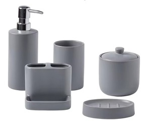 Ensemble de salle de bain en forme de cône en silicone à imprimé floral blanc Accessoires de vanité élégants et modernes pour la maison et l'hôtel - Product Image 6
