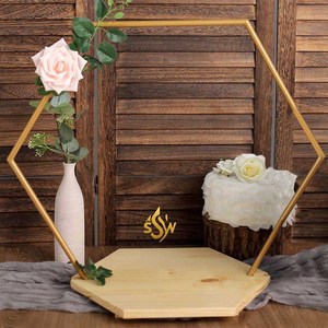 Support à gâteau en forme d'arche européen et élégant de forme ronde avec dessus en verre Fourniture de support à gâteau en métal décoratif minimaliste pour mariage et anniversaire - Product Image 3