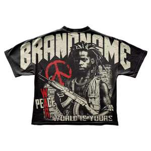 Camiseta de gran tamaño con estampado vintage de algodón lavado ácido cuadrado recortado unisex personalizada fabricantes - Product Image 6