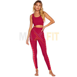 Conjunto de Sujetador deportivo de entrenamiento para mujer de diseño personalizado 2024, mallas deportivas transpirables, pantalones para Yoga, nueva moda, ropa deportiva - Product Image 1
