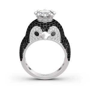 Bague ouverte Jeulia Be Your King Penguin en acier inoxydable plaqué or rose - Product Image 1