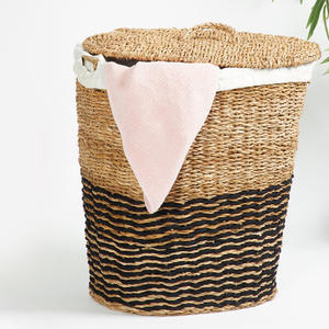 Seagrass <b>basket</b> organizer wholesale supply sea grass bin <b>baskets</b> hand woven raffia <b>straw</b> bins - Product Image 3