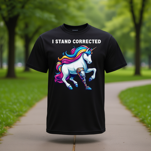 Camiseta I Stand Corrected Unicorn con diseño de pierna biónica - Product Image 3