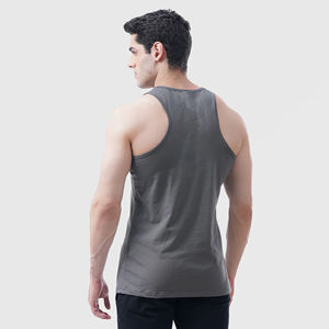Camiseta sin mangas ajustada con logotipo personalizado directo de fábrica para hombre, camiseta de manga corta de punto de algodón 100% para entrenamiento, camiseta de gimnasio informal más transpirable - Product Image 2