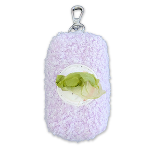 ที่ใส่ถุงเก็บอุจจาระสุนัขแบบขนนุ่มสีม่วงไลแลค พร้อมซิปและคลิปโลหะ - Product Image 1