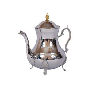 หม้อต้มน้ำชาทำจากทองเหลืองขัดเงาทำด้วยมือพร้อมฝาปิดทำจากโลหะมีสไตล์สร้างด้วยการแกะสลัก - Product Image 1