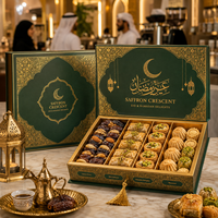 Boîte à dattes personnalisée AT PACK pour l'Aïd Moubarak, pliable, pour desserts sucrés, cadeau, emballage pour fête de l'Aïd musulman