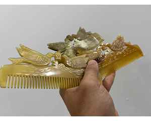 หวีฮอร์นพรีเมียมจากเวียดนามทำด้วยมือและทนทานสำหรับผมไม่พันกันหวีแตรผิวขัดเงาสำหรับเป็นของขวัญ - Product Image 1