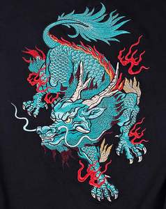 Streetwear Hommes Dragon Brodé Heavyweight Graphic Hoodies avec un diable graphique élégamment brodé dos et poitrine sweat à capuche - Product Image 3