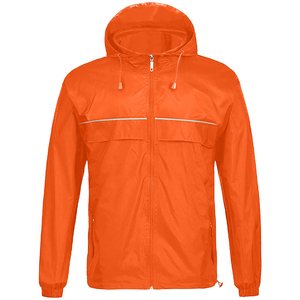 Men's Orange Hooded Waterproof Windbreaker Jacket Casual Spring Zipper Closure Polyester <b>Shell</b> - Product Image 1