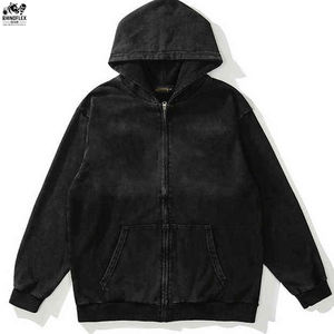 Sudadera con Capucha y Cremallera con Lavado Ácido Personalizada, Algodón Grueso, Mezcla de Algodón Básico, Sudadera con Capucha Extra Grande con Lavado Ácido para Hombre - Product Image 6