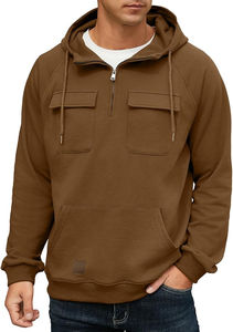 2025 hommes décontracté quart Zip pull à capuche jeunesse sweat personnalisé pour Gym hiver athlétique grande taille respirant à capuche pour homme - Product Image 3