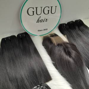 Extensiones de cabello de trama negra cruda de 12 pulgadas Super doble dibujado hueso recto humano vietnamita Etiqueta Privada paquetes crudos para mujeres negras - Product Image 4