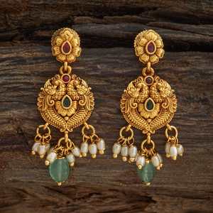 Boucles d'oreilles pendantes style antique en alliage de cuivre et de zinc, motif floral tendance pour mariages et occasions religieuses - 181378 - Product Image 1