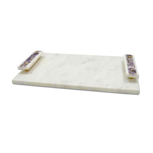 Plateau de service de mariage de style américain en marbre de haute qualité, finition dorée, écologique, avec poignée en métal faite à la main, vente en gros, nouveauté - Product Image 3