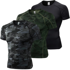 4-Way Stretch UFC BJJ Rash Guard Front <b>Print</b> No Gi Jiu Jitsu Grappling Durable Quick Dry Slim Fit Black - Product Image 1