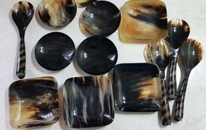 CUCHARA DE CUERNO BLANCO PULIDO DE CALIDAD HONE para el hogar y el restaurante Uso en la cocina Cuenco de estilo animal artesanal de la mejor calidad a la venta - Product Image 5