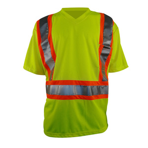 Camiseta reflectante personalizada para hombre con cinta de chaleco para correr de tela de impresión de Polo especial de seguridad de alta visibilidad - Product Image 1