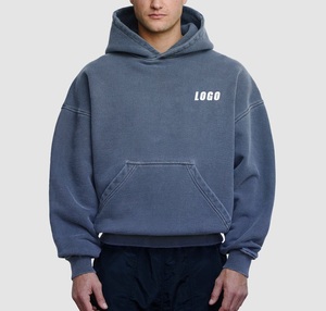 Oversized Cropped Hoodie Custom Streetwear 330grams Men Premium Quality Polyester/Cotton Acid <b>Washed</b> Boxy Fit Heavyweight Winter - Product Image 5