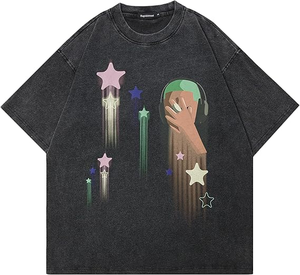 เสื้อยืดฮิปฮอปแขนสั้นทรงโอเวอร์ไซส์ผ้าฝ้ายแท้ 100% พิมพ์ลายทรงบ็อกซี่สำหรับผู้ชาย ทรงหลวม น้ำหนัก 230 กรัม - Product Image 5