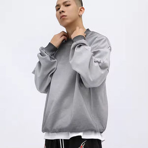 Vintage gradiente ácido lavado 100 _ algodón de talla grande otoño pulóver sudadera gota hombro peso pesado Sudadera con capucha patrón sólido - Product Image 1