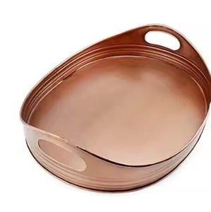 Elegante al por mayor Nueva bandeja de servicio de cobre Bandeja de servicio de cobre Forma redonda Simple Color oro rosa Clásico - Product Image 6