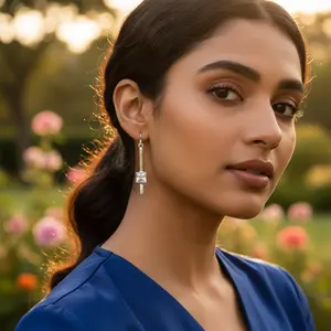 Pendientes de Plata 925 con Circonita Cúbica Cuadrada para Mujer, Joyería Elegante y a la Moda - Product Image 1