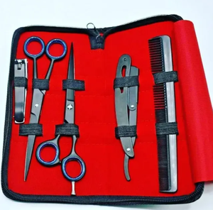 Kit de peluquero negro profesional Juego de peluquería de alta demanda Logotipo personalizado Embalaje Venta caliente Hoja de acero inoxidable recta - Product Image 5