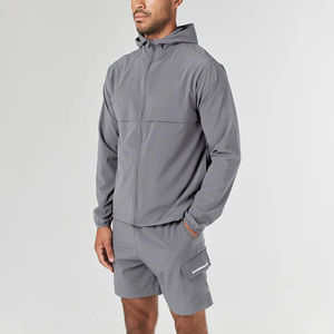 Ensemble de vêtements de sport pour homme imperméable en 2 pièces, vestes en nylon pour homme, coupe régulière, coupe-vent d'extérieur, veste surdimensionnée de style hip-hop pour homme - Product Image 2