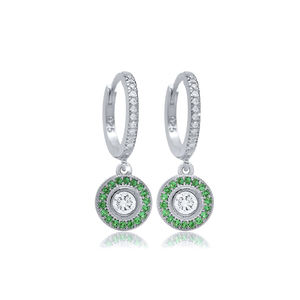 Emeraude CZ Stone Fine Jewelry Forme Ronde En Gros Boucles D'oreilles En Argent Turc Bijoux Artisanaux - Product Image 3