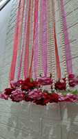 Untaian bunga mawar mutiara Set 10 pita bunga mawar untuk Mandap pernikahan, partisi Nikah, latar belakang panggung & dekorasi tirai pesta