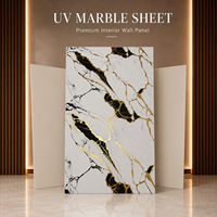 Panneau mural en PVC brillant effet marbre UV noir, blanc et or MORLENX pour revêtement mural de luxe pour villa et hôtel