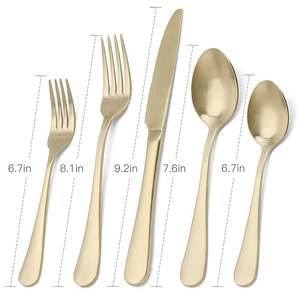Premium or acier inoxydable nouveau produit 2024 ensemble de couverts bonne qualité métal or couverts 5 pièces ensemble de couverts - Product Image 3
