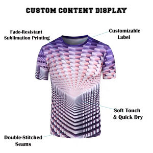 T-shirts de sublimation de haute qualité en gros, tissu éponge, séchage rapide, hommes femmes polyester/coton, logo personnalisé, design personnalisé - Product Image 6